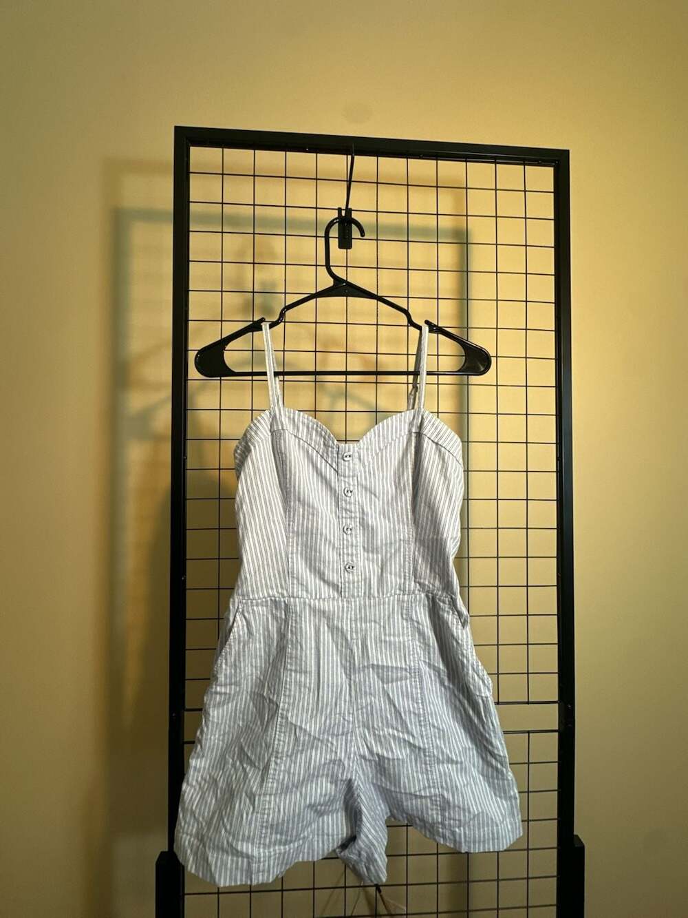 Abercrombie & Fitch Women's Blue and White Striped Smocked Romper Size S